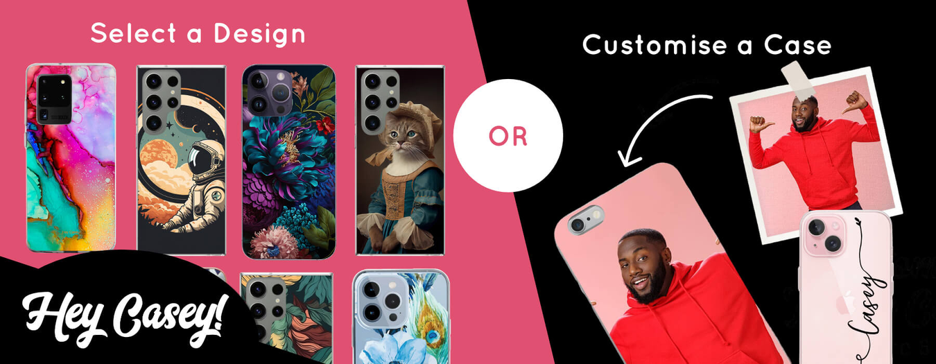 Select a phone case design or customize a case