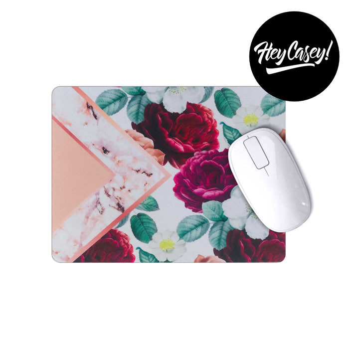 Mousepad with rose and marble print