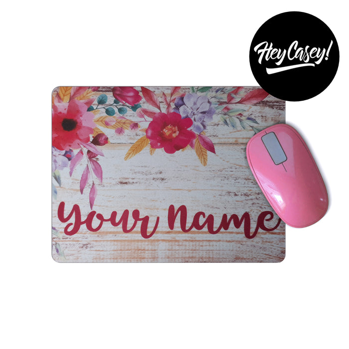 A country floral mouse pad with custom text