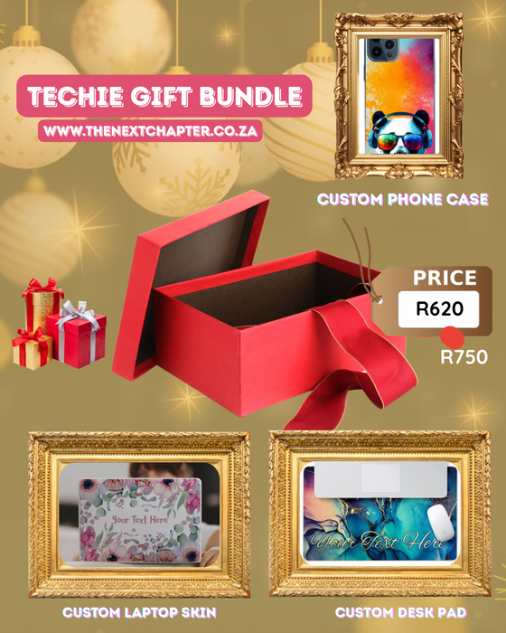 Techie Gift Bundle – Custom Phone Case, Laptop Skin & Desk Pad (Personalised Set)