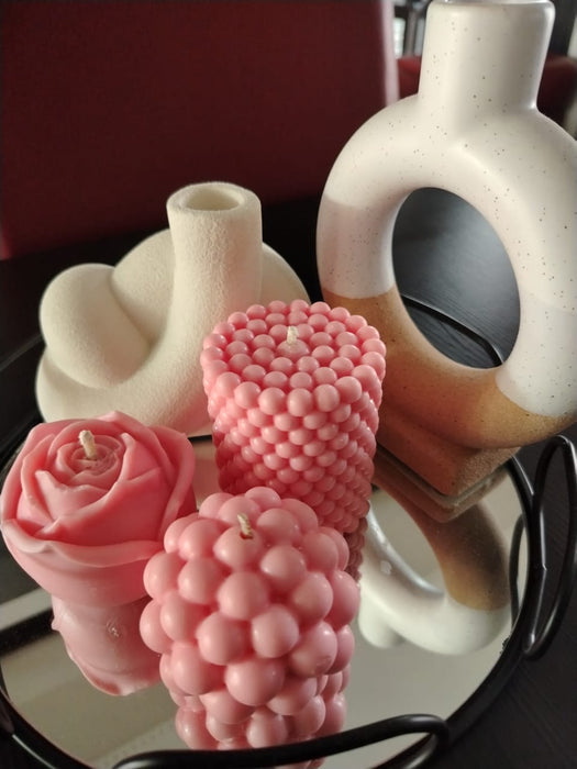 Hand-Poured Soy Candles – Vanilla, Champagne & Rose, Decorative Bubble & World Candles (Artisan Candle Collection)