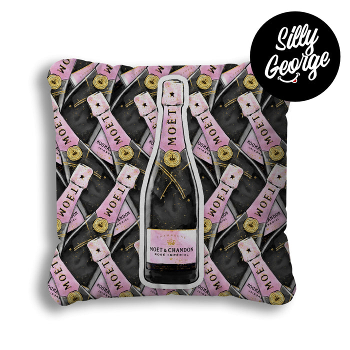 sticker cushion with champagne bottles