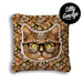 printed sticker effect cushion with a cat wearing sunglasses