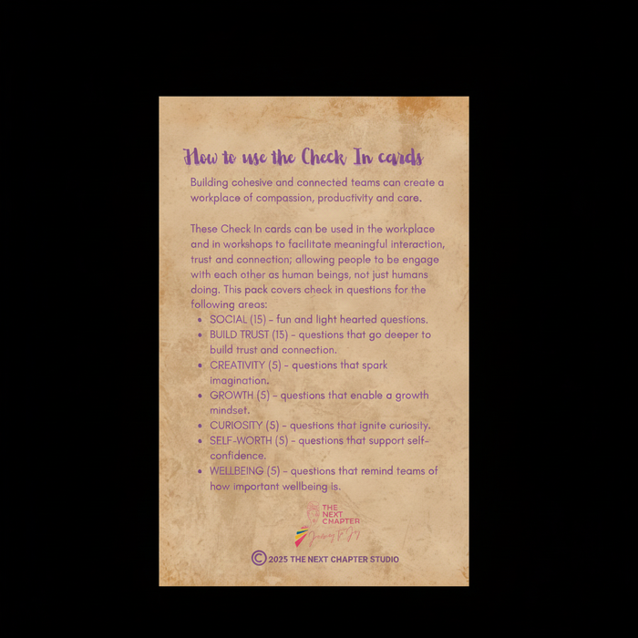 Check In Cards on black background