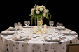 Corporate gala tablecloth on black background