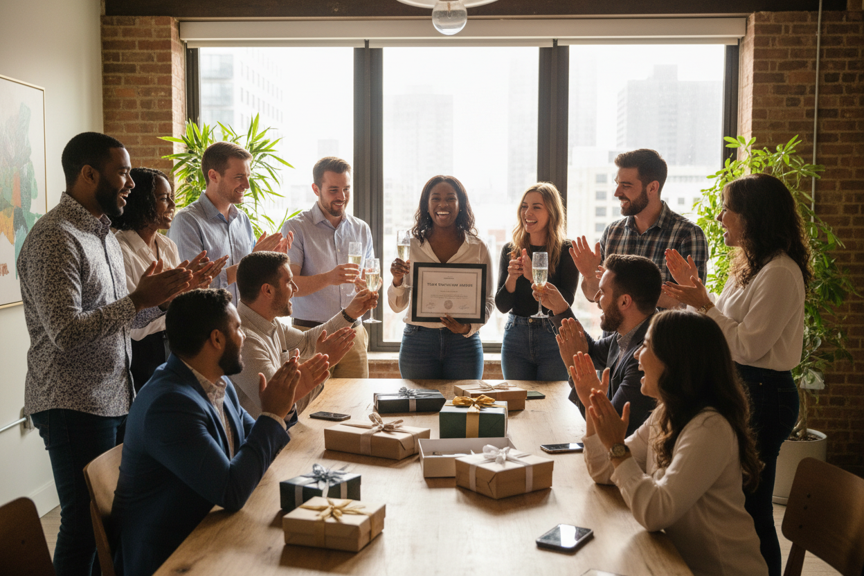 Diverse team celebrating - smart casual