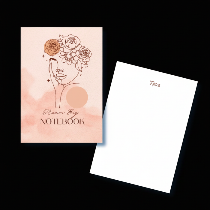 Dream Big notebook on black background