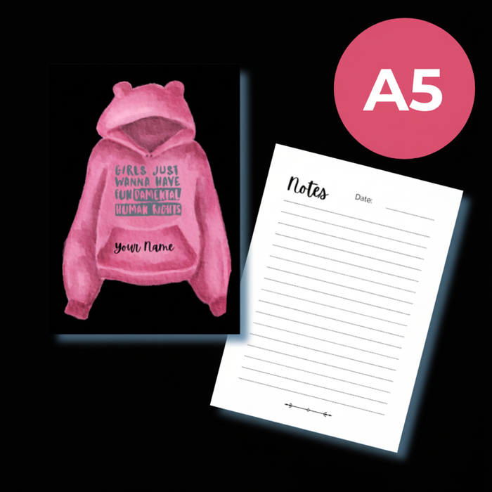 Girls just wanna have fun notebook on black background