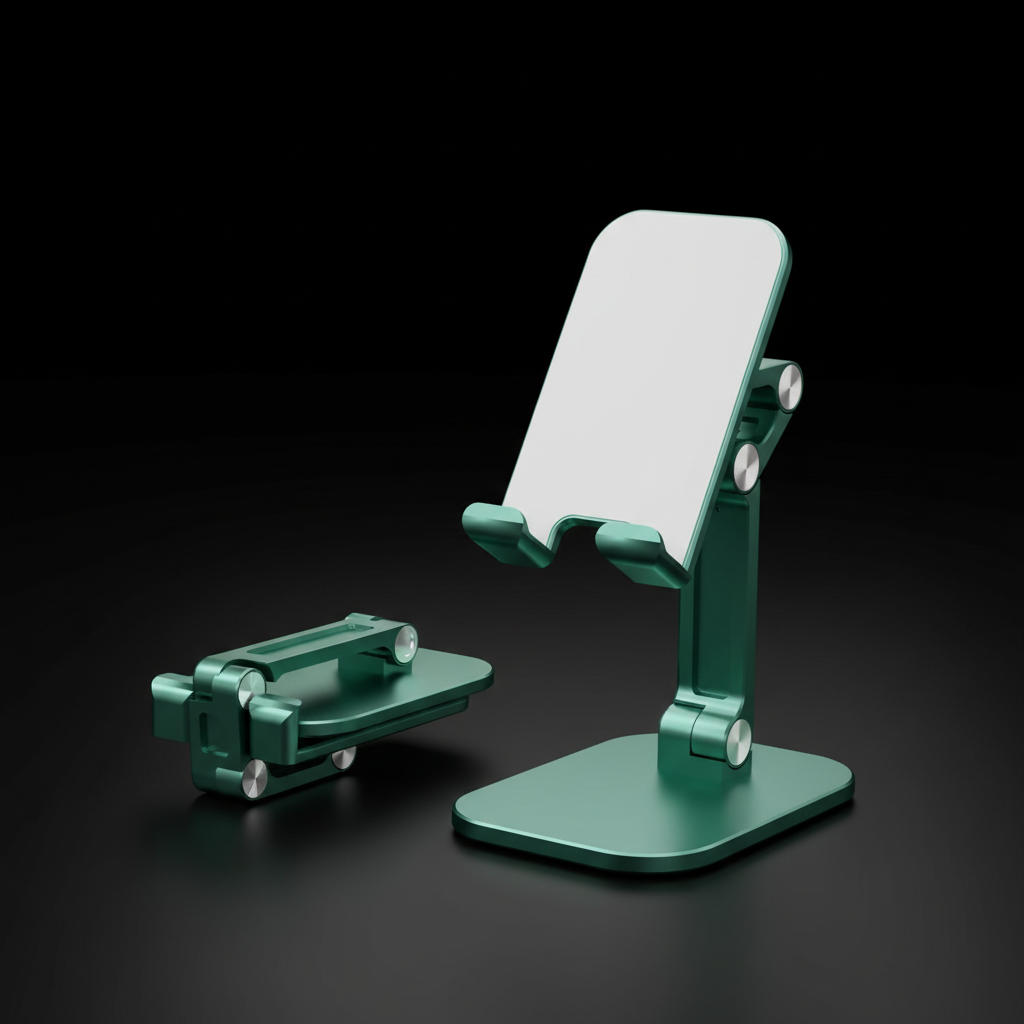 Green Adjustable Phone & Tablet Stand on Black Background