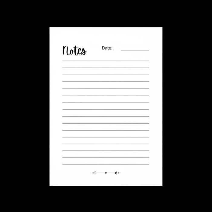 Notebook with blank pages on black background