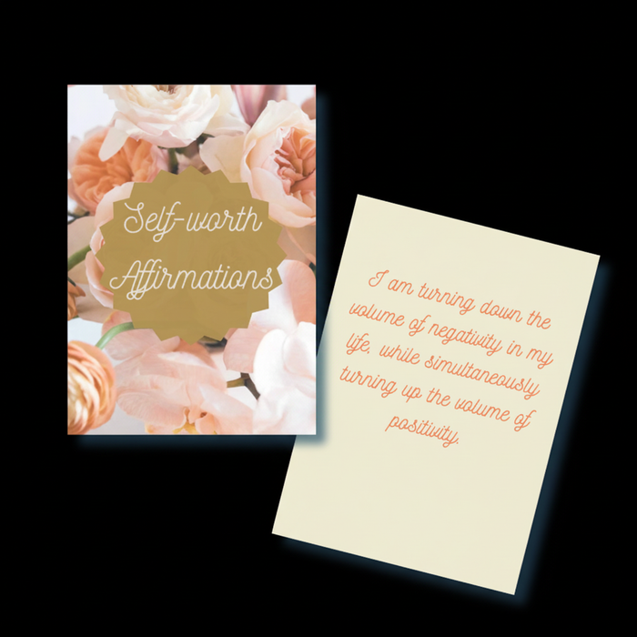 Self Worth Affirmation Cards on black background